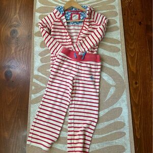 Retro Striped Terry Cloth Lounge Swim Cover Up Set